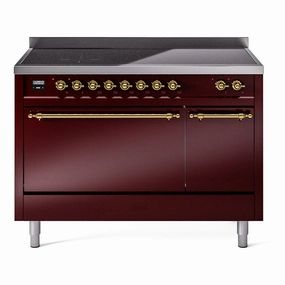 Ilve UPI486QNMPBUG Nostalgie Ii 48 Inch Electric Freestanding Range In Burgundy With Brass Trim Freestanding Ranges freestanding dual fuel range 30 inch
