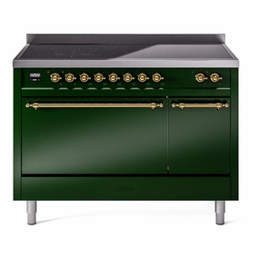 Ilve UPI486QNMPEGG Nostalgie Ii 48 Inch Electric Freestanding Range In Emerald Green With Brass Trim Freestanding Ranges freestanding dual fuel range 30 inch