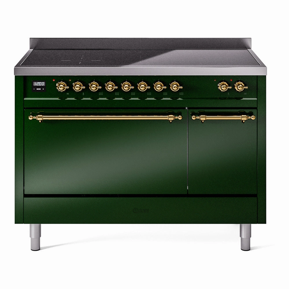Ilve UPI486QNMPEGG Nostalgie Ii 48 Inch Electric Freestanding Range In Emerald Green With Brass Trim Freestanding Ranges freestanding dual fuel range 30 inch