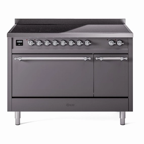 Ilve UPI486QNMPMGC Nostalgie Ii 48 Inch Electric Freestanding Range In Matte Graphite With Chrome Trim Freestanding Ranges freestanding dual fuel range 30 inch