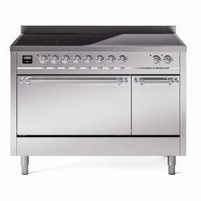 Ilve UPI486QNMPSSC Nostalgie Ii 48 Inch Electric Freestanding Range In Stainless Steel With Chrome Trim Freestanding Ranges freestanding dual fuel range 30 inch