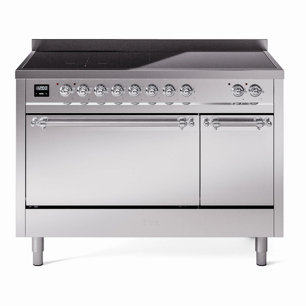 Ilve UPI486QNMPSSC Nostalgie Ii 48 Inch Electric Freestanding Range In Stainless Steel With Chrome Trim Freestanding Ranges freestanding dual fuel range 30 inch