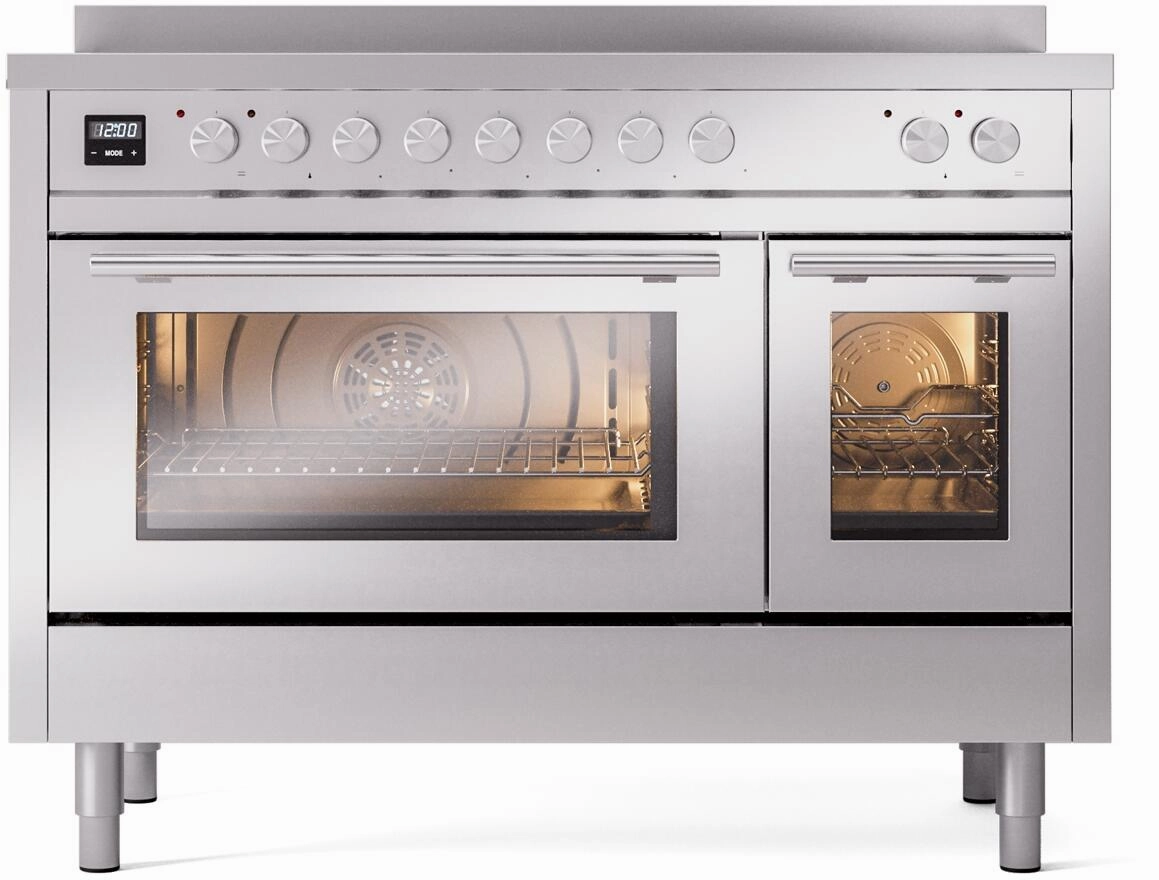 Ilve UPI486WMPSS Professional Plus Ii 48 Inch Electric Freestanding Range In Stainless Steel With Trim