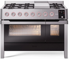 Ilve UPM12FDS3SSLP Panoramagic 48 Inch Dual Fuel Liquid Propane Freestanding Range In Stainless Steel With Trim Freestanding Ranges freestanding dual fuel range 30 inch
