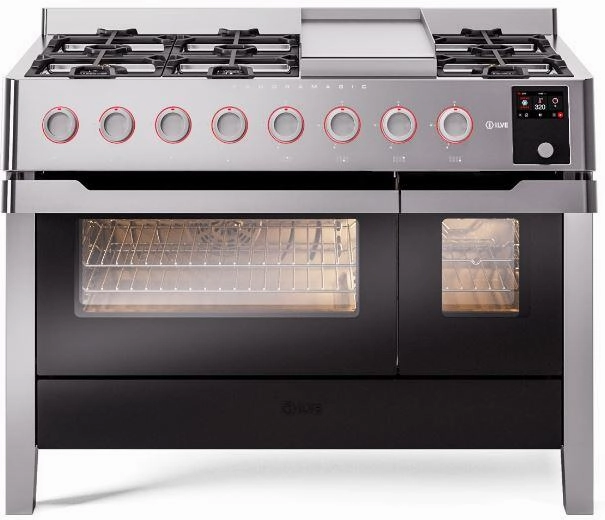 Ilve UPM12FDS3SSLP Panoramagic 48 Inch Dual Fuel Liquid Propane Freestanding Range In Stainless Steel With Trim Freestanding Ranges freestanding dual fuel range 30 inch
