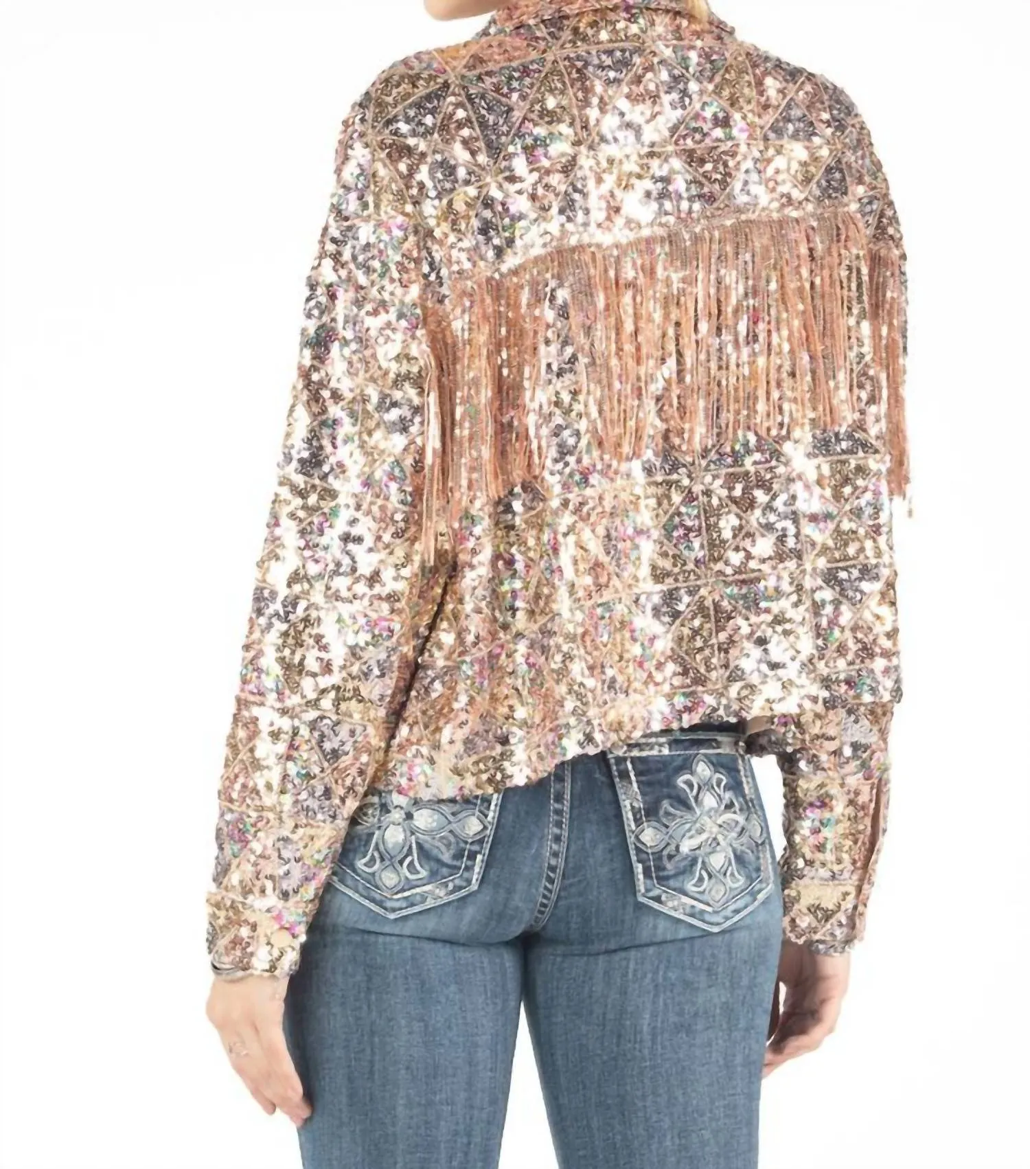 In The Spotlight Sequin Jacket In Rose Gold