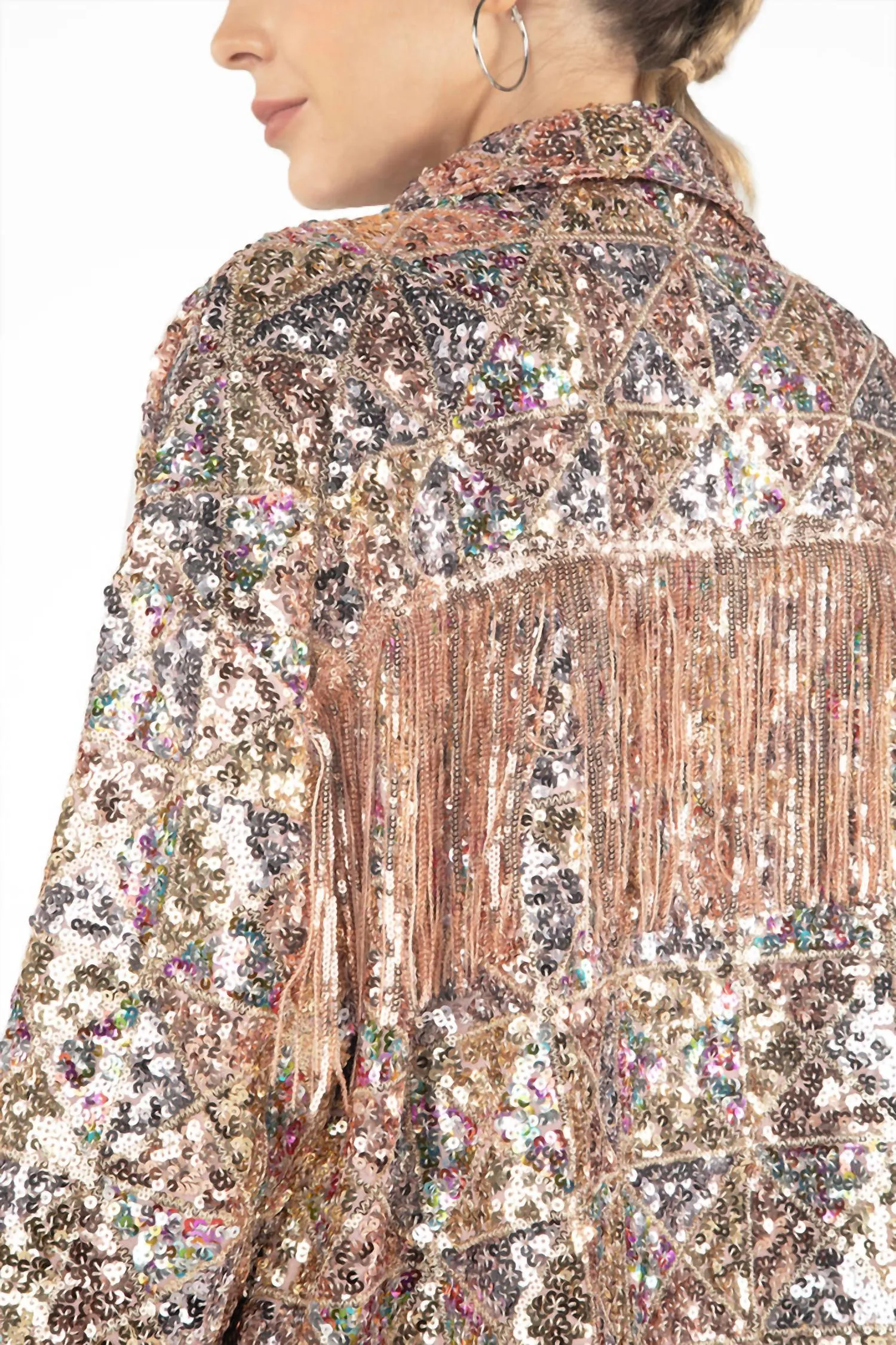 In The Spotlight Sequin Jacket In Rose Gold