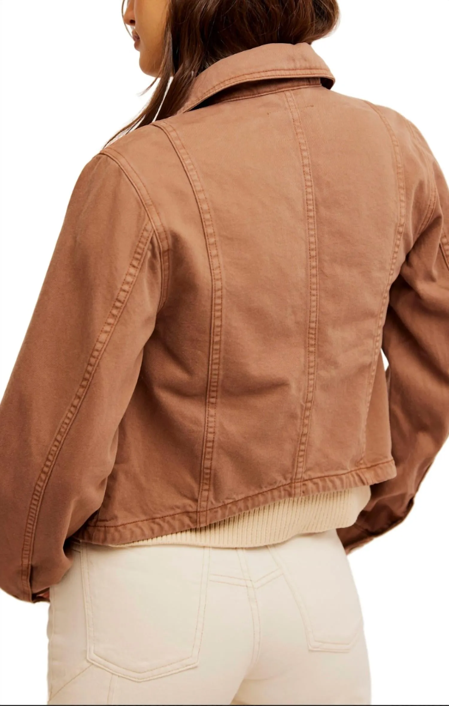 Jade Denim Jacket In Chocolate Mousse