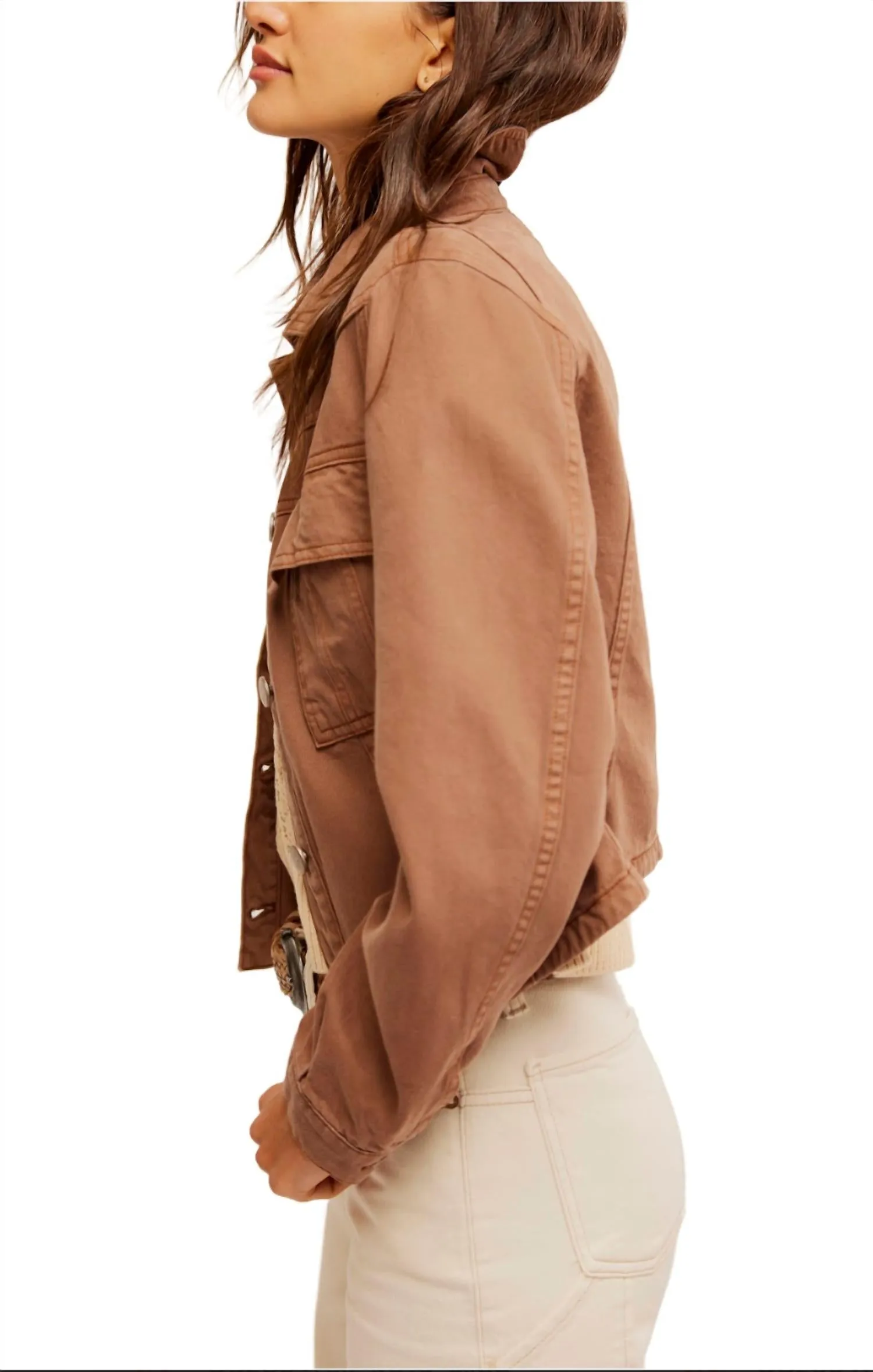 Jade Denim Jacket In Chocolate Mousse
