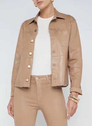 Janelle Slim Raw Jacket In Cappucino Coated