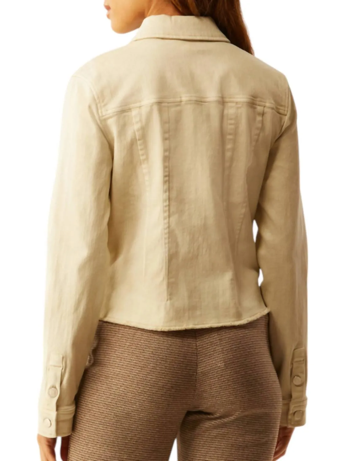 Jean Jacket With Fray Hem In Sandstone