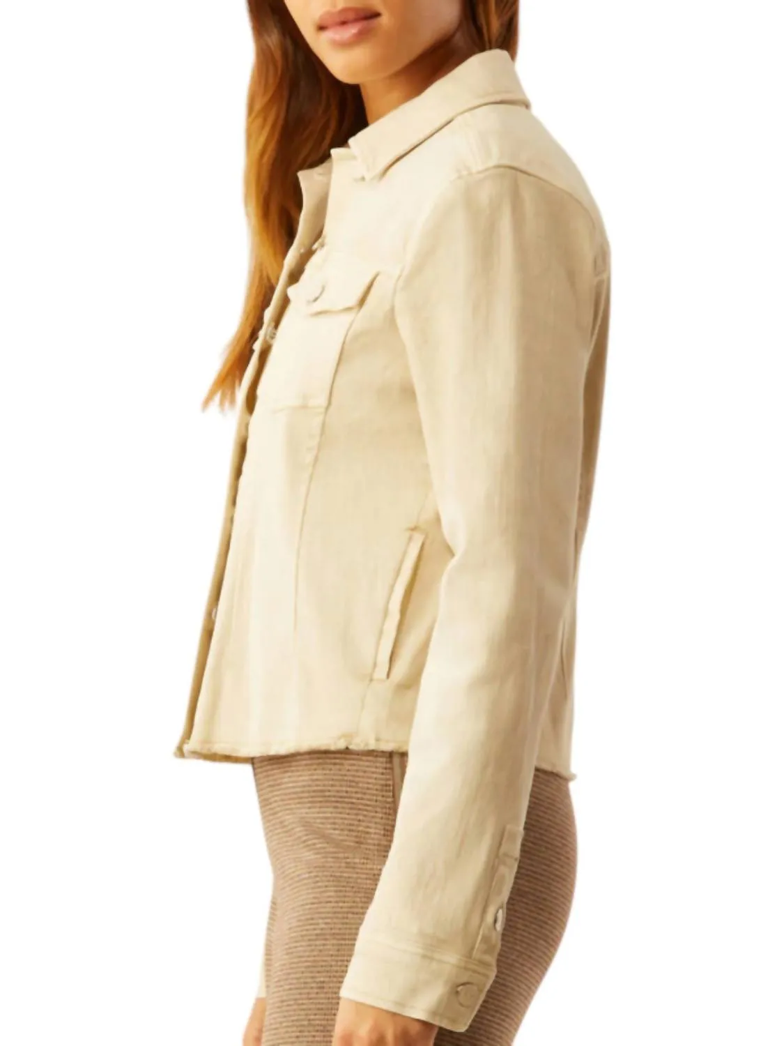 Jean Jacket With Fray Hem In Sandstone