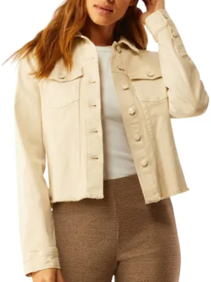 Jean Jacket With Fray Hem In Sandstone