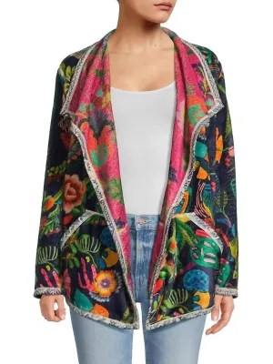 Joan Wrap Binded Sherpa Jacket In Farout