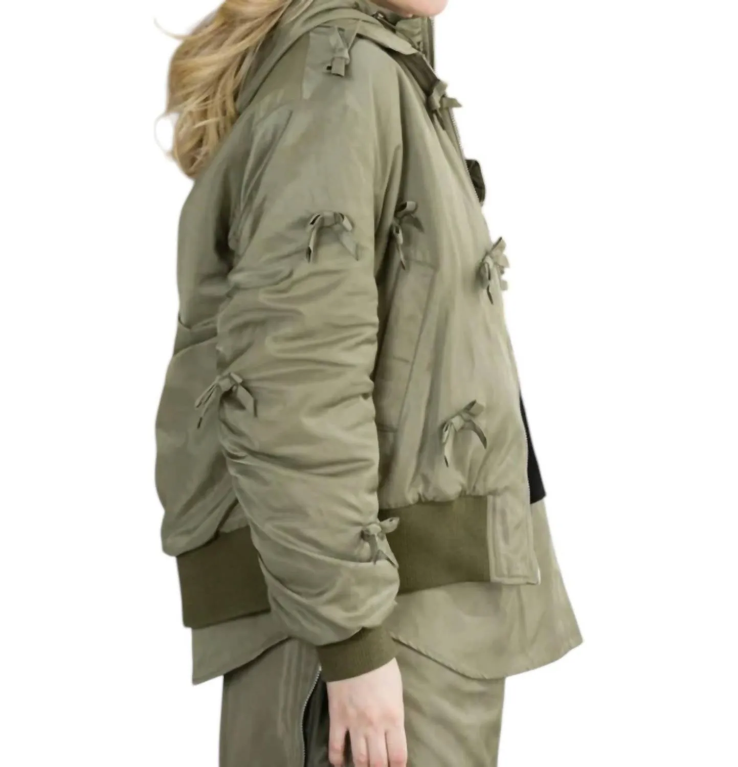 Judith Bomber Jacket In Olive Green