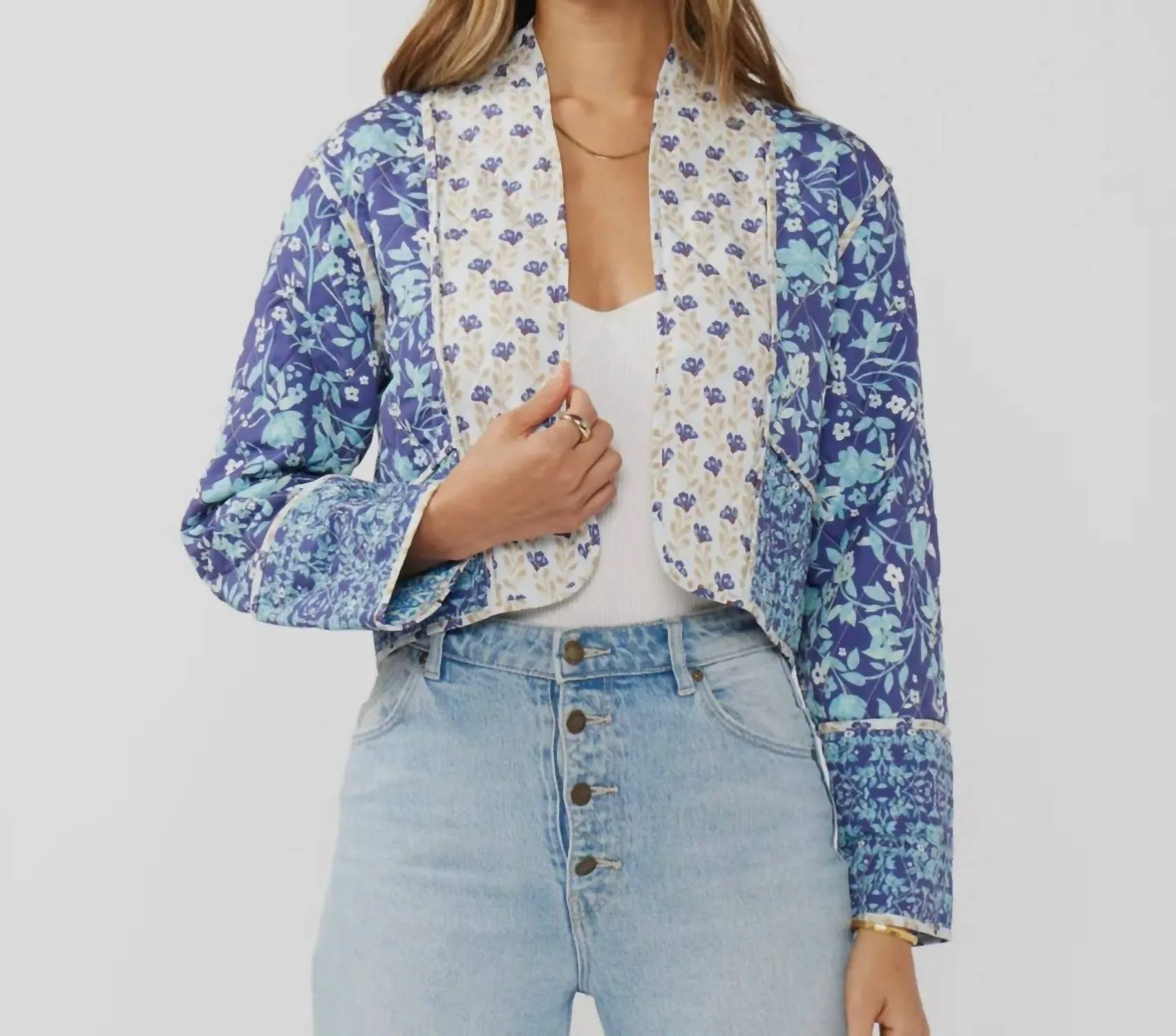 Julianna Reversible Light Weight Jacket In Blue Multi