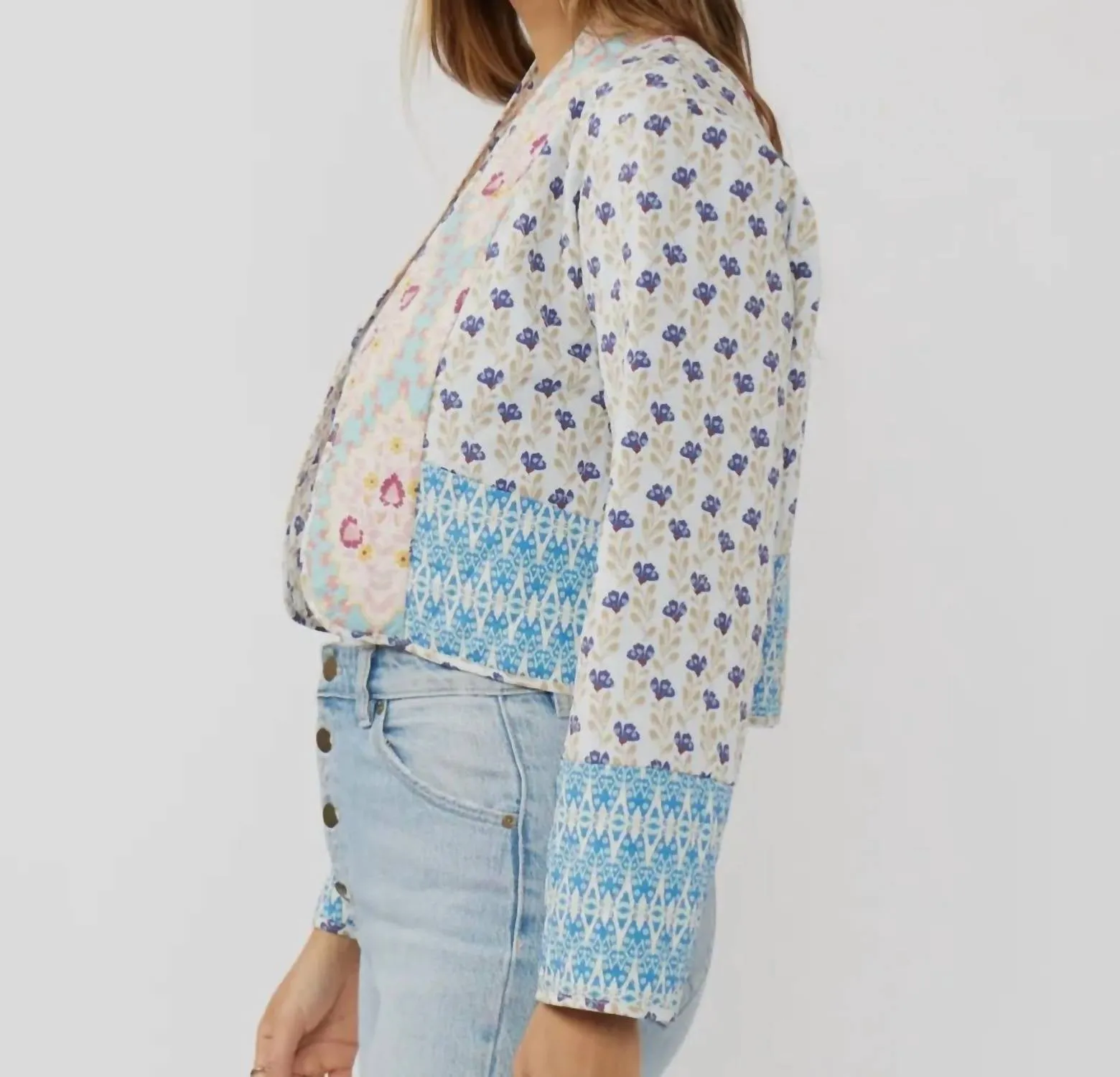 Julianna Reversible Light Weight Jacket In Blue Multi