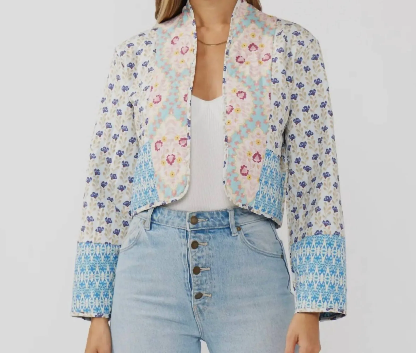 Julianna Reversible Light Weight Jacket In Blue Multi