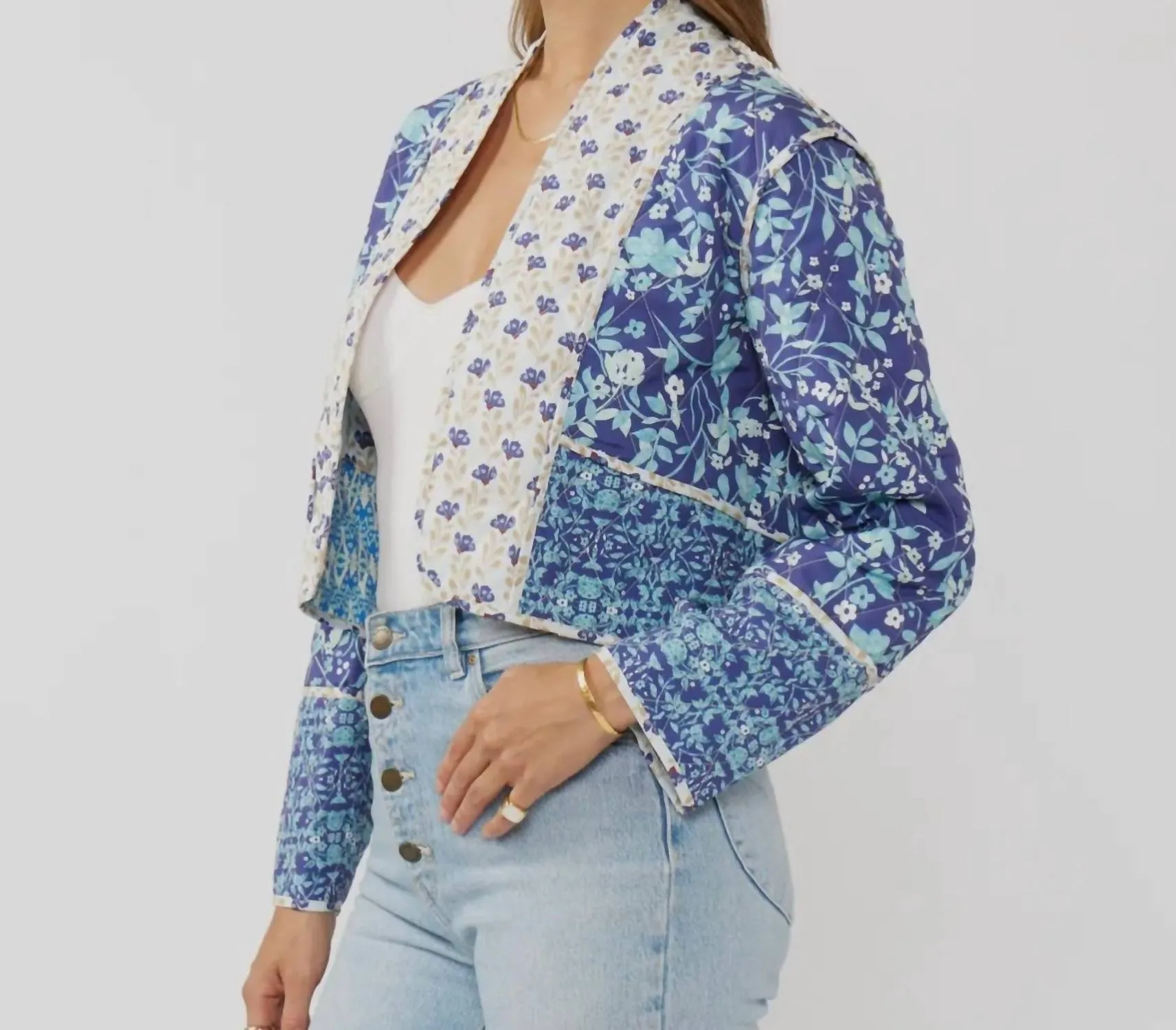 Julianna Reversible Light Weight Jacket In Blue Multi