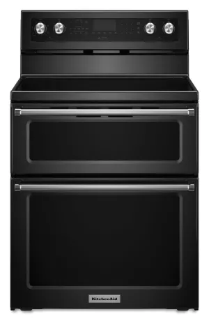 Kitchenaid KFED500EBL 30-Inch 5 Burner Electric Double Oven Convection Range - Black Freestanding Ranges freestanding dual fuel range 30 inch