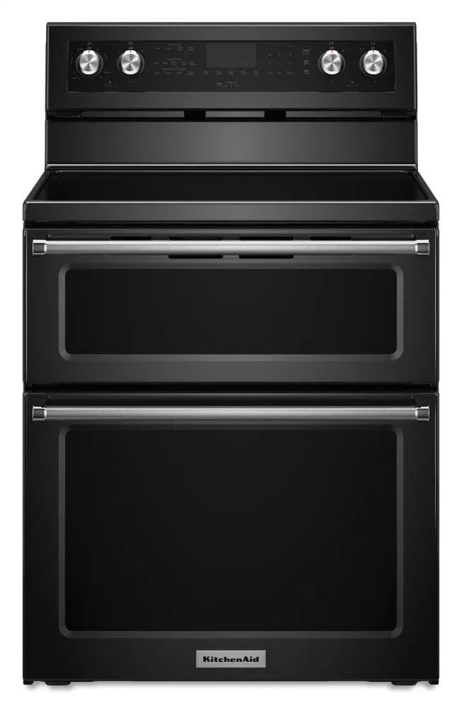Kitchenaid KFED500EBL 30-Inch 5 Burner Electric Double Oven Convection Range - Black Freestanding Ranges freestanding dual fuel range 30 inch