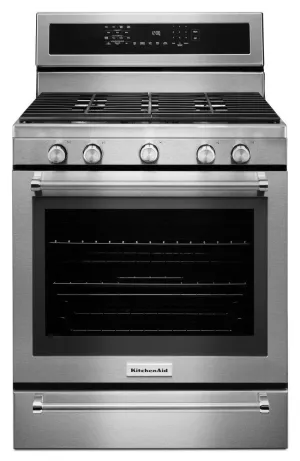 Kitchenaid KFGS530ESS 30-Inch 5 Burner Gas Convection Range With Warming Drawer - Stainless Steel Freestanding Ranges freestanding dual fuel range 30 inch