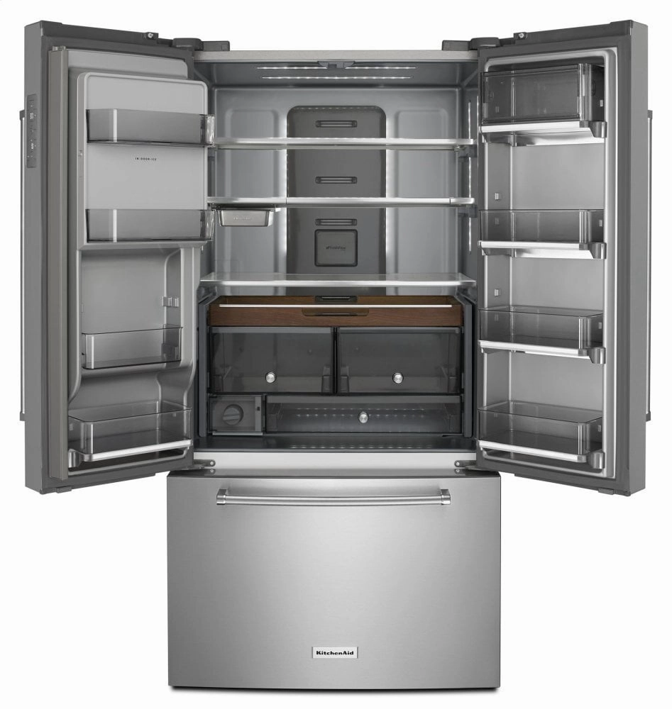 Kitchenaid KRFC704FPS 23.8 Cu. Ft. 36" Counter-Depth French Door Platinum Interior Refrigerator With Printshield&#8482; Finish - Stainless Steel With Printshield&#8482; Finish