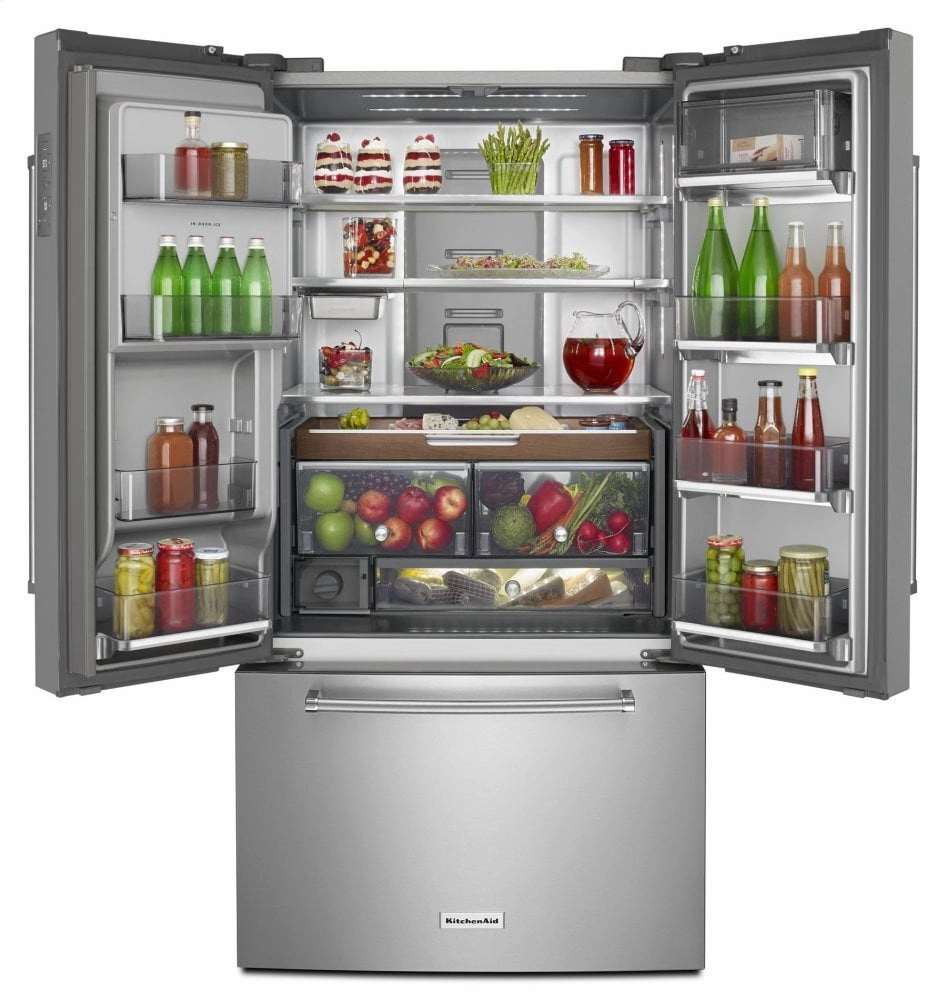 Kitchenaid KRFC704FPS 23.8 Cu. Ft. 36" Counter-Depth French Door Platinum Interior Refrigerator With Printshield&#8482; Finish - Stainless Steel With Printshield&#8482; Finish