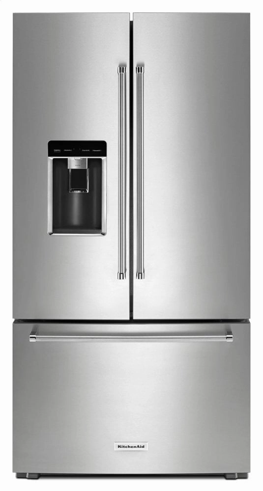 Kitchenaid KRFC704FPS 23.8 Cu. Ft. 36" Counter-Depth French Door Platinum Interior Refrigerator With Printshield&#8482; Finish - Stainless Steel With Printshield&#8482; Finish Freestanding Refrigerators freestanding fridge freezer combo