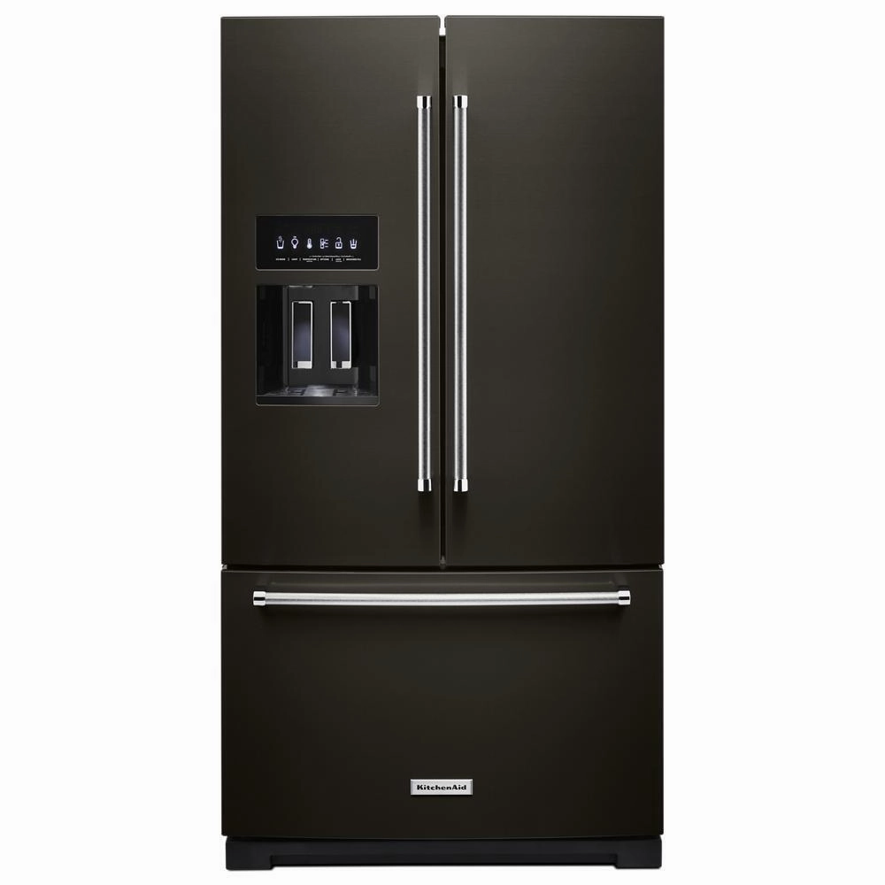 Kitchenaid KRFF577KBS 26.8 Cu. Ft. Standard-Depth French Door Refrigerator With Exterior Ice And Water Dispenser Freestanding Refrigerators freestanding fridge freezer combo