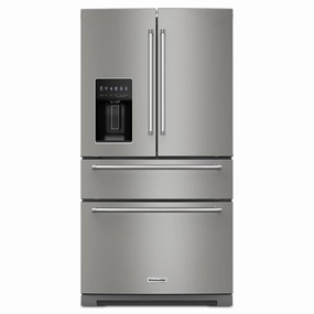 Kitchenaid KRMF536RPS 26.2 Cu. Ft. Multi-Door French Door Refrigerator With Platinum Interior Freestanding Refrigerators freestanding fridge freezer combo