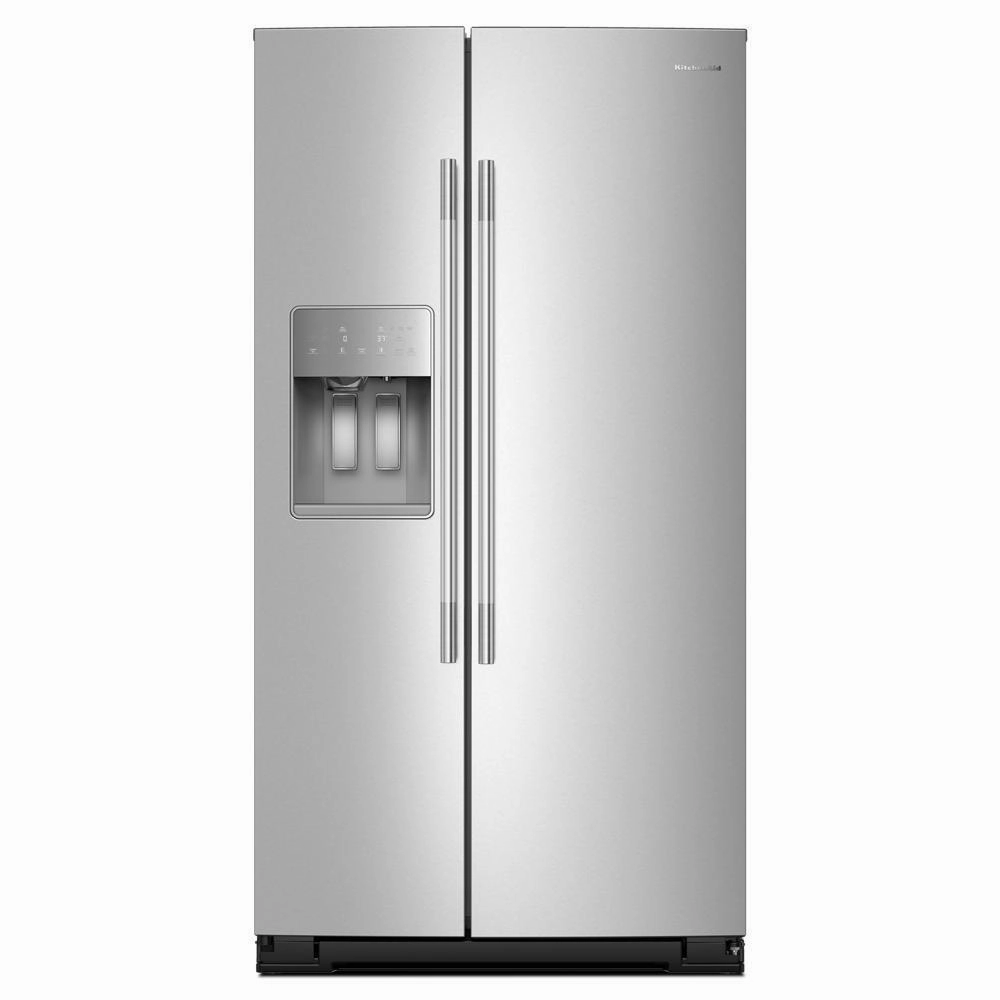Kitchenaid KRSC536RPS 20.8 Cu. Ft. Counter-Depth Side-By-Side Refrigerator With Exterior Ice And Water Dispenser In Printshield&#8482; Finish Freestanding Refrigerators freestanding fridge freezer combo
