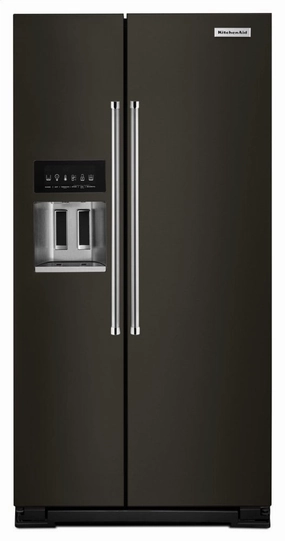 Kitchenaid KRSF705HBS 24.8 Cu Ft. Side-By-Side Refrigerator With Exterior Ice And Water And Printshield&#8482; Finish - Black Stainless Steel With Printshield&#8482; Finish Freestanding Refrigerators freestanding fridge freezer combo