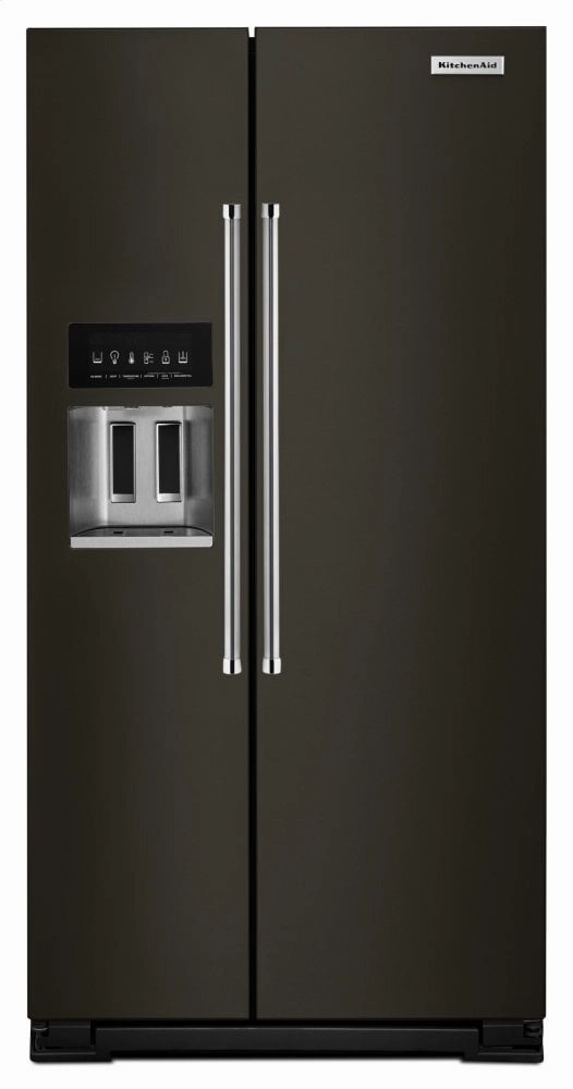 Kitchenaid KRSF705HBS 24.8 Cu Ft. Side-By-Side Refrigerator With Exterior Ice And Water And Printshield&#8482; Finish - Black Stainless Steel With Printshield&#8482; Finish Freestanding Refrigerators freestanding fridge freezer combo