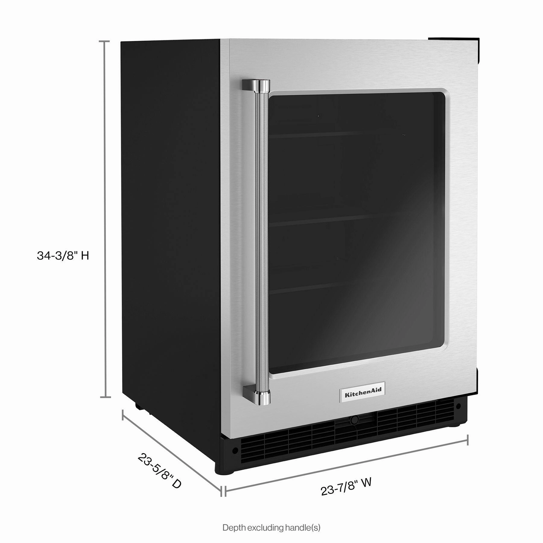 Kitchenaid KURR214KSB 24" Undercounter Refrigerator With Glass Door - Black Cabinet/Stainless Doors