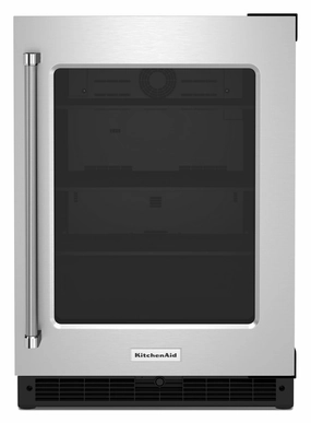 Kitchenaid KURR214KSB 24" Undercounter Refrigerator With Glass Door - Black Cabinet/Stainless Doors Undercounter Refrigerators 24 inch undercounter fridge for kitchen