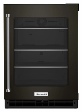 Kitchenaid KURR314KBS 24" Undercounter Refrigerator With Glass Door And Shelves With Metallic Accents - Black Stainless Steel With Printshield&#8482; Finish Undercounter Refrigerators 24 inch undercounter fridge for kitchen