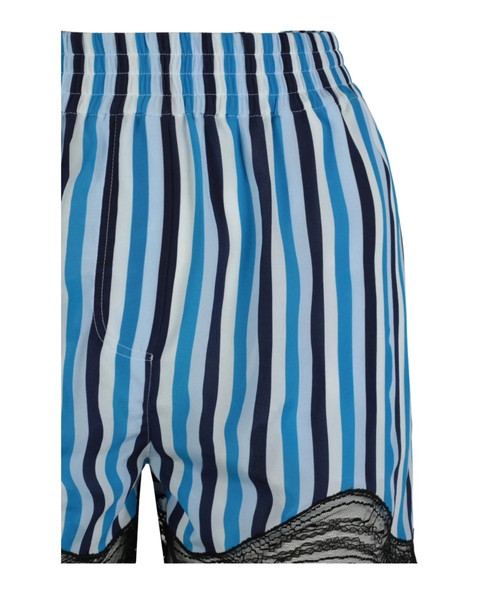 Lace-Trim Stripe Silk Shorts