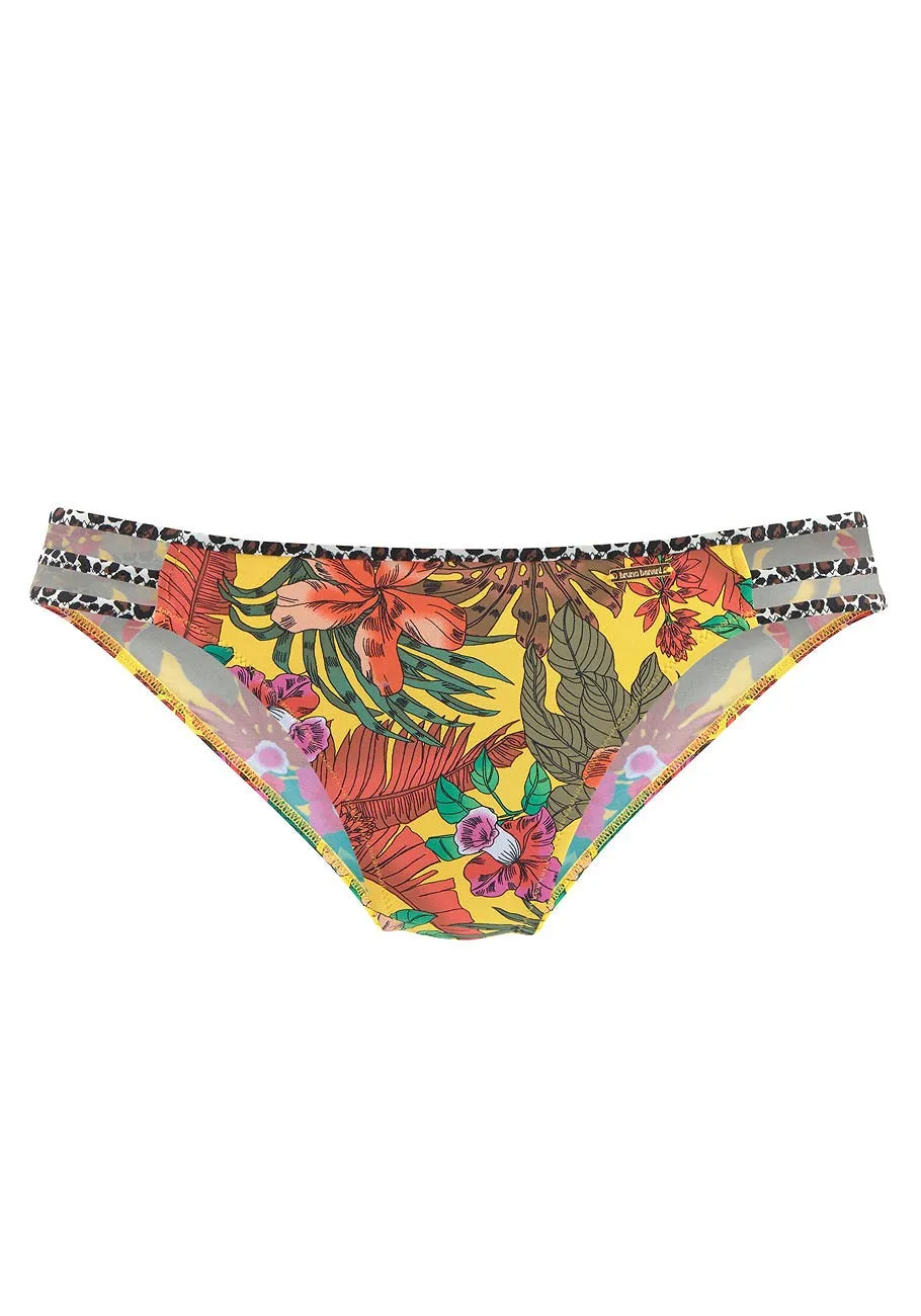 LASCANA Women's Strappy Print Classic Bikini Bottom