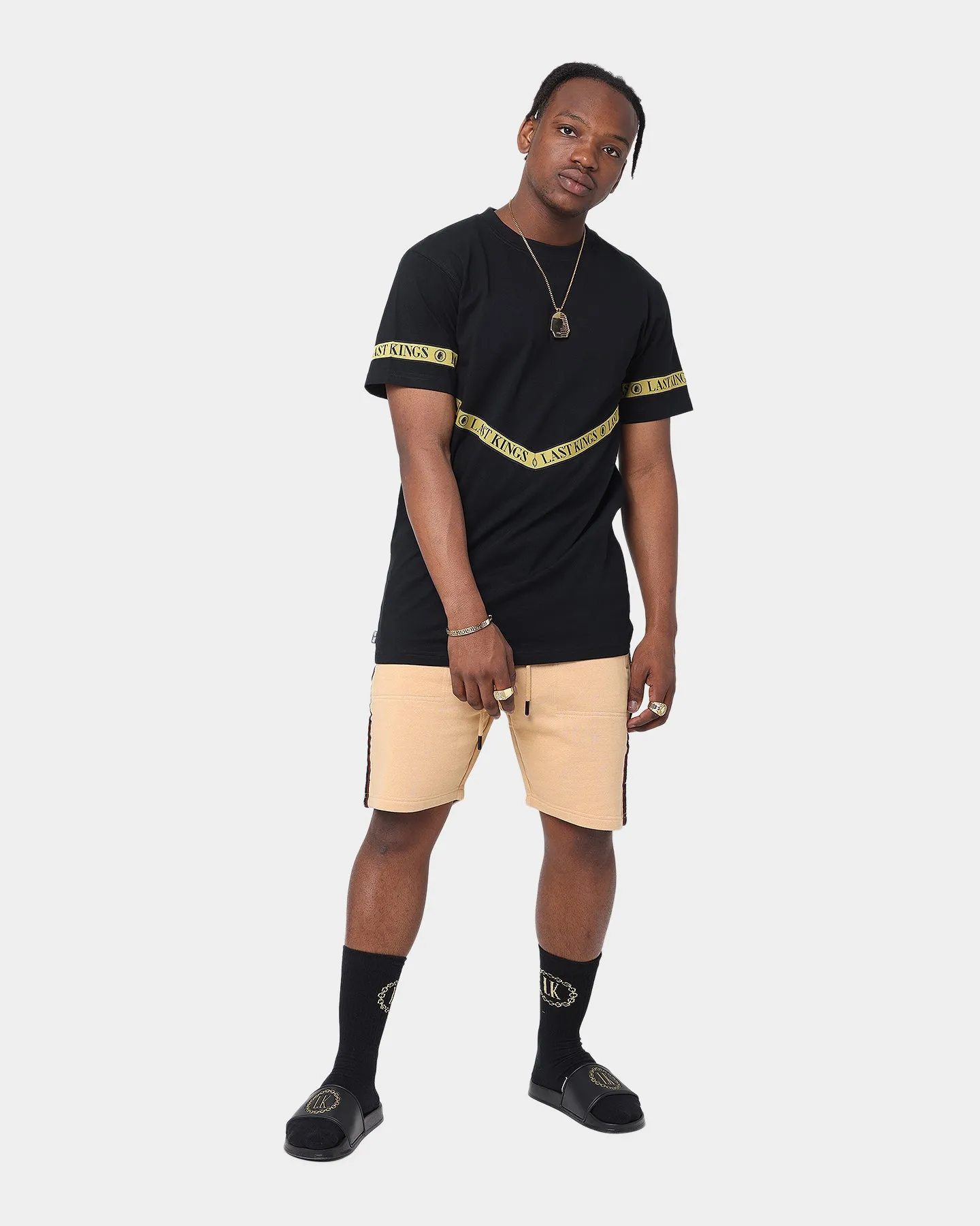 Last Kings Notoriety Tape Sweat Shorts Sand