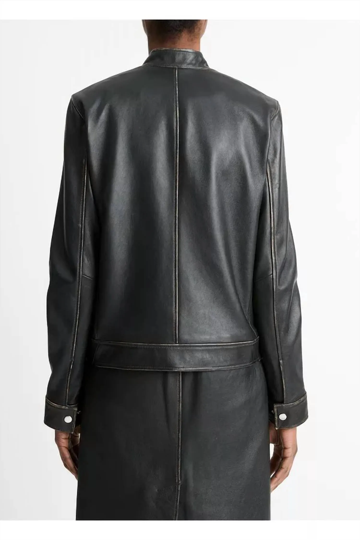 Leather Moto Jacket In Black