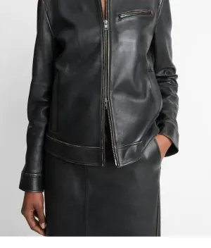Leather Moto Jacket In Black