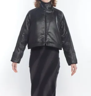 Leda Crop Long Sleeve Jacket In Black