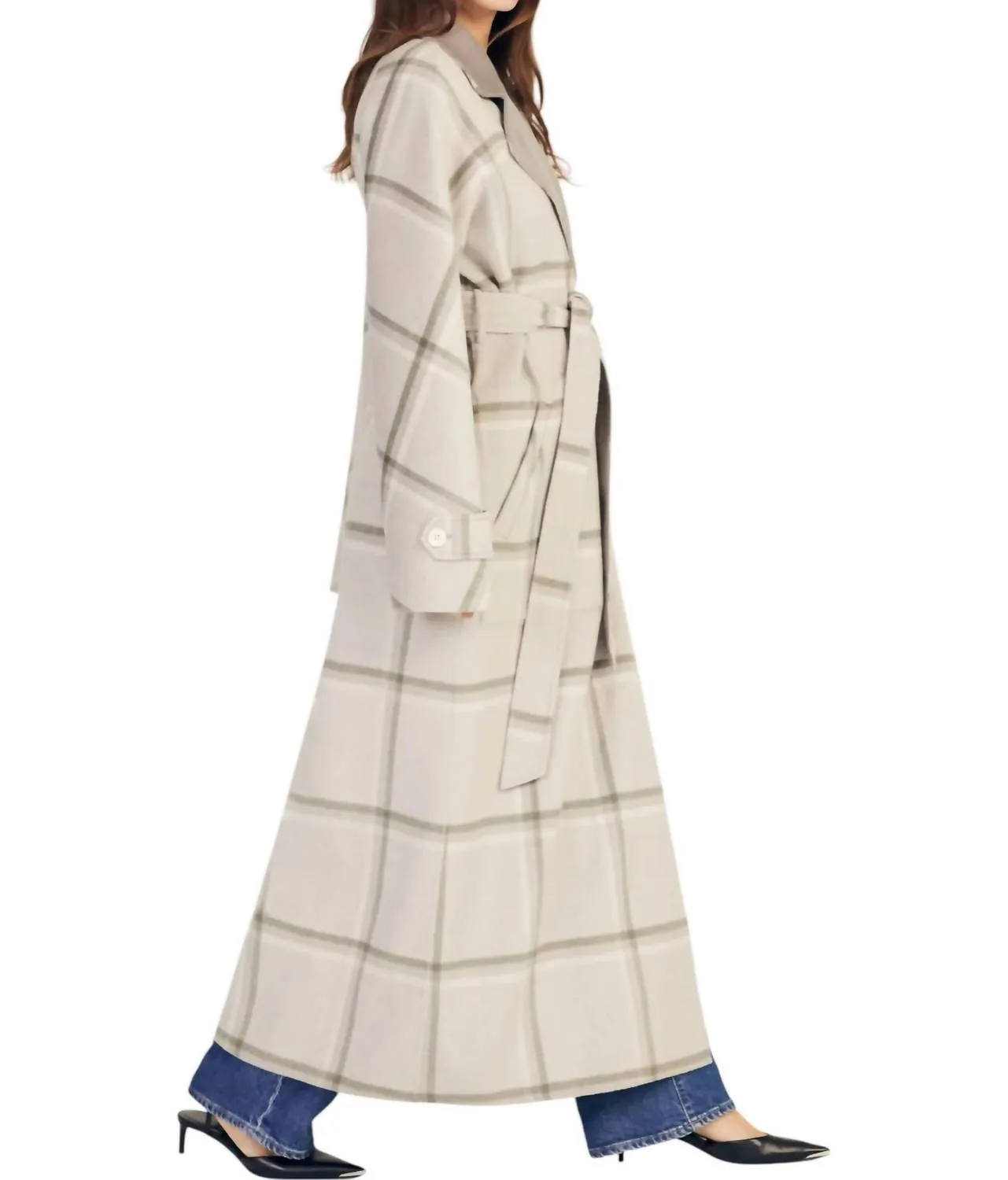 Leone Reversible Double Face Wool Coat In Grey Sage