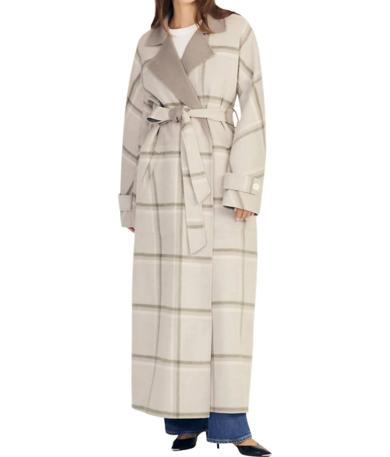 Leone Reversible Double Face Wool Coat In Grey Sage