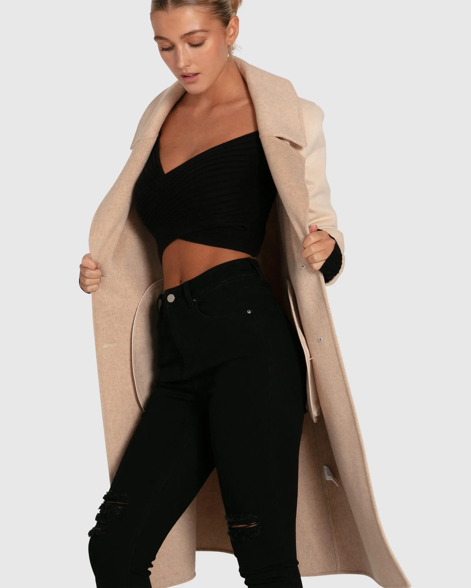Lexington Two Tone Wool Blend Coat