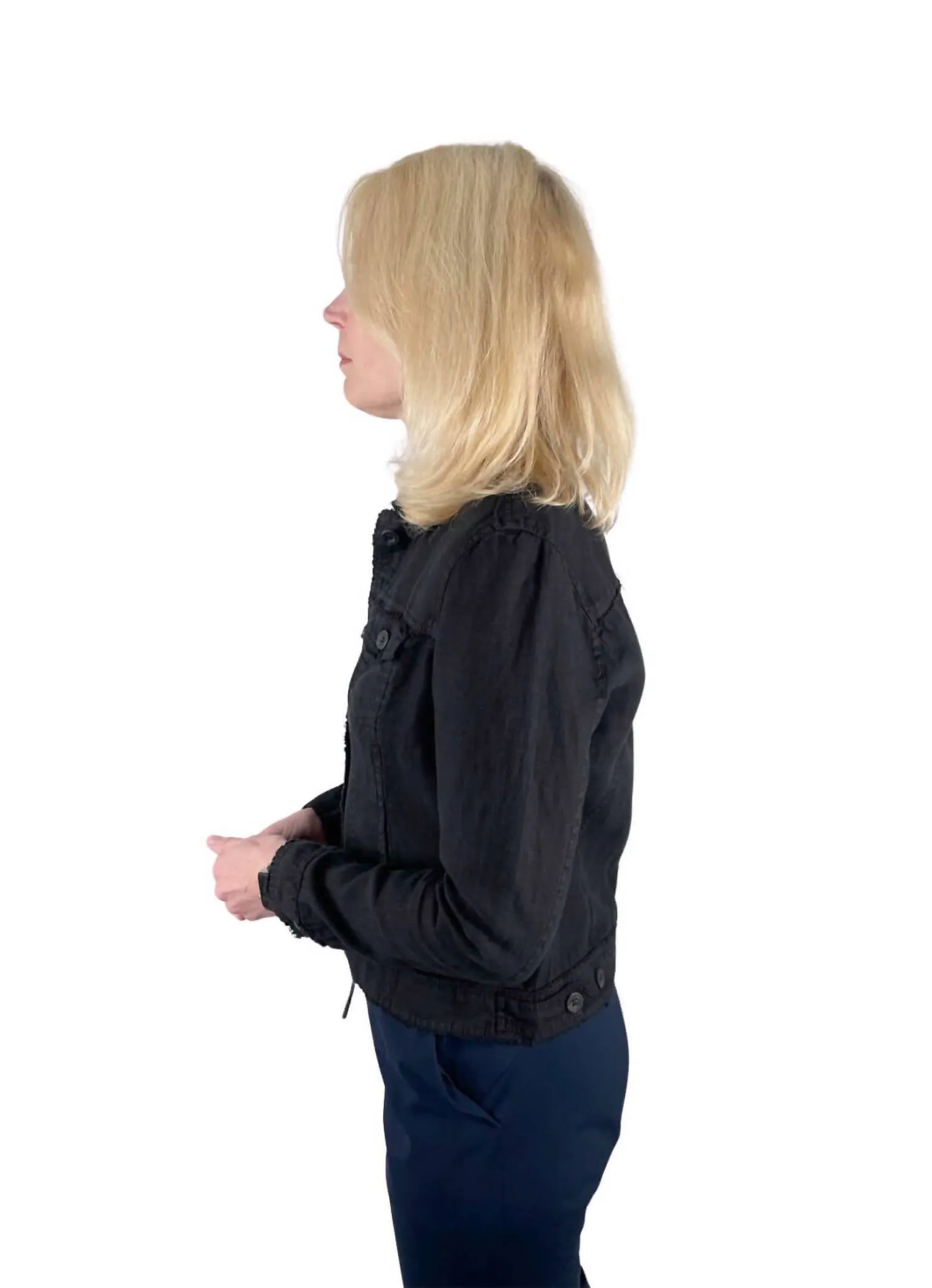 Linen Travel Jacket In Black