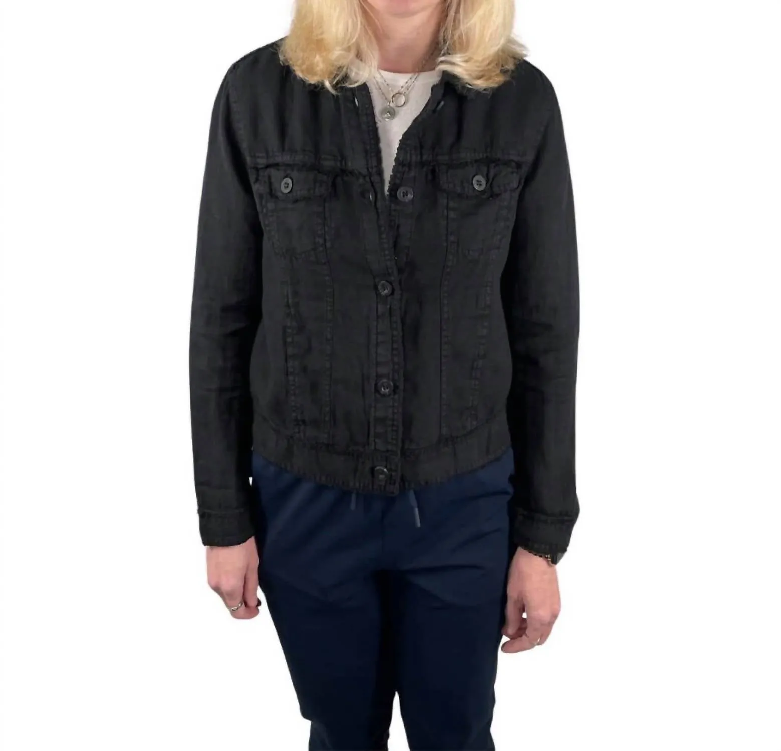 Linen Travel Jacket In Black