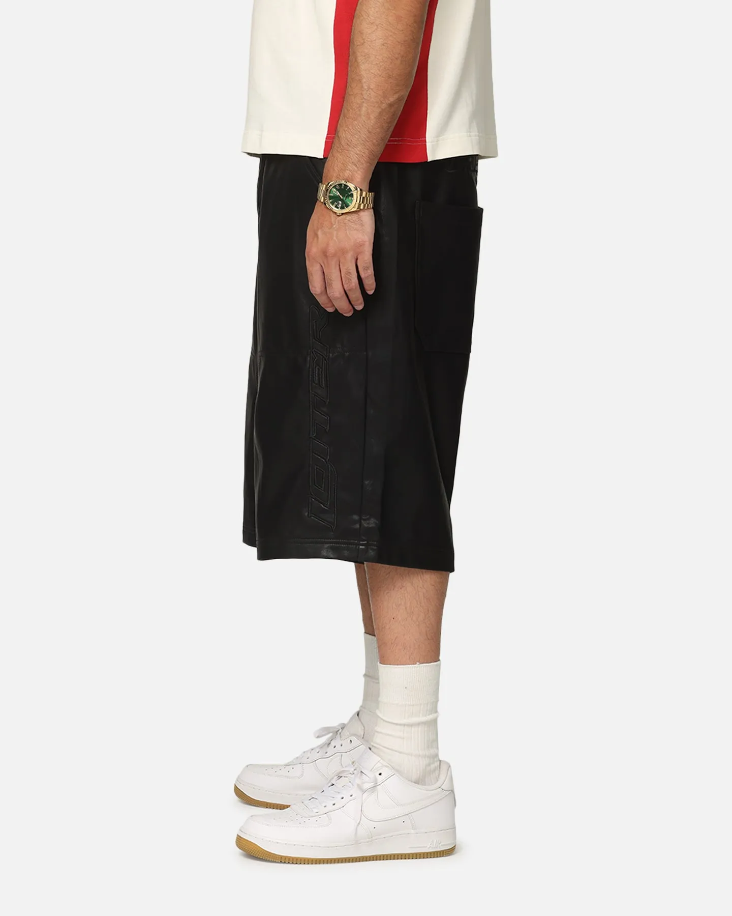 Loiter Motor PU Leather Shorts Black