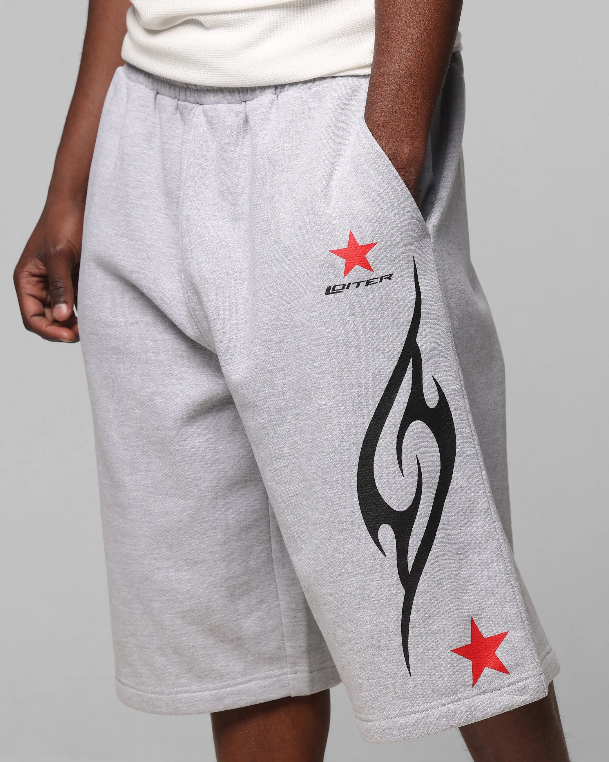 Loiter Trackstar Sweat Shorts Grey Marle